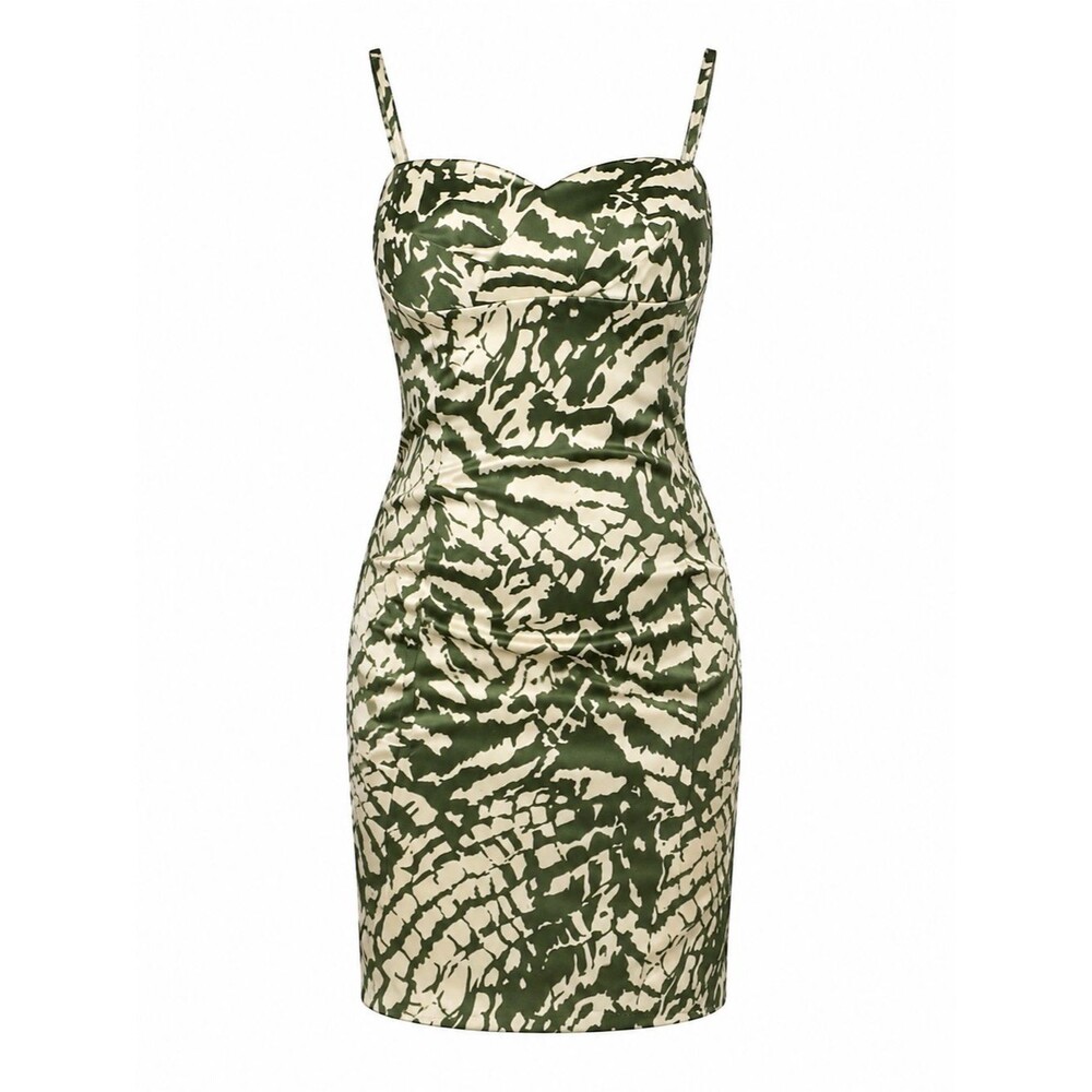 Donna Ricco New York Green & Beige Pattern Bodycon Formal Y2k Dress Size 6